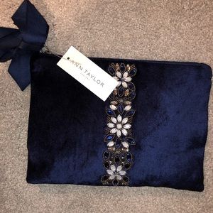 Navy Velvet Clutch